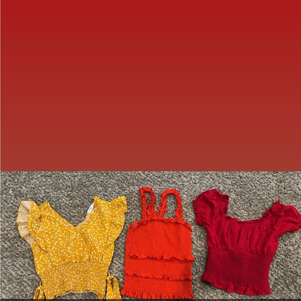 Yellow, Red, and Orange Tops Set